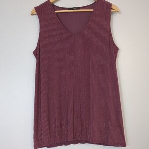 Sloane & Sadie Tank Top Women's XL Plum Metallic Formal Wedding Summer Feminine